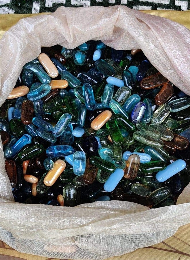 Parakh Multicolour Oval & Long Shaped Glossy Pebbles for Vase Fillers, Glass Gems Stone, Aquarium Fish Tank, Party Decoration 950gm - Image 1
